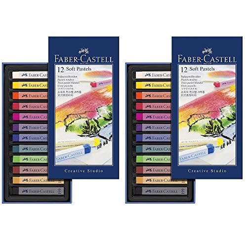 Faber-Castell 128312 Creative Studio Softpastellkreide, 12 Farben Sortiert im Kartonetui (Kreide | Doppelpack, 12 Farben)