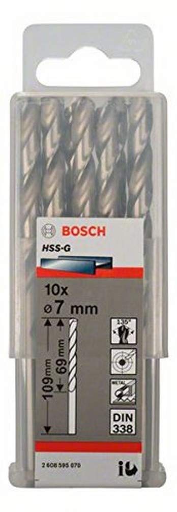 Bosch Accessories Bosch Professional 10x HSS-G Metallbohrer (für Metall, Ø 7 mm, Robust Line, Zubehör Bohrmaschine)