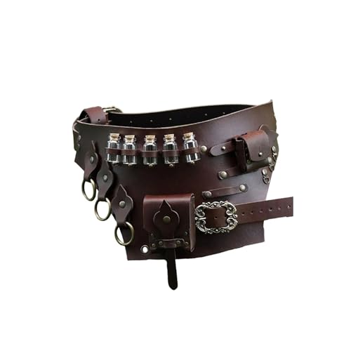 Steampunk-Tasche – Bequemer Flaschengürtel Im Wikingerstil | Mittelalterlicher Ritter-Korsett Gürtel Mit Verstellbarer Taille, Gürteltasche Für Bühnenshow, Party, Halloween (Color : B)