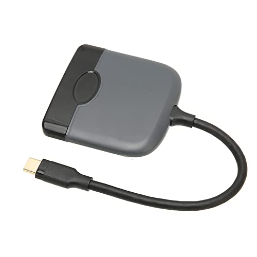 AXOC 3-in-1-USB-C-Hub, USB-C-zu-HD-Multimedia-Schnittstellenadapter Breite Anwendbarkeit 3-in-1 für die Maus Grauschwarz