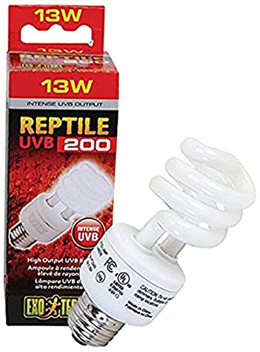Exo Terra Reptile UVB 200, Wüstenterrarien Lampe, Kompakte UVB Lampe für in der Wüste lebende Reptilien, 13W, Fassung E27