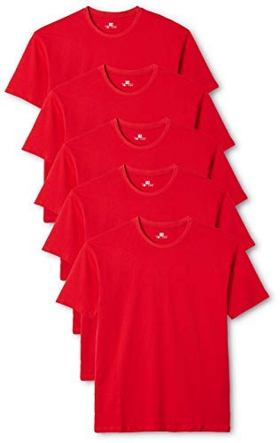 Lower East Herren T-Shirt mit Rundhalsausschnitt, 5er Pack, Rot(Rot), Small