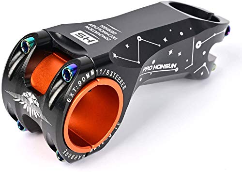 31.8/35mm -17 Grad 90mm Bike Lenker Vorbau Bunt 3D geschmiedete Legierung CNC Vorbau Fahrrad MTB Vorbau für Mountainbike, Rennrad, BMX, Track Bike (schwarz)