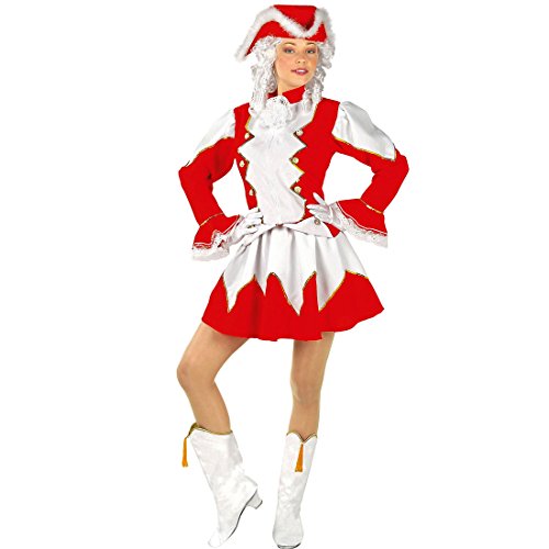 Amakando Gardekostüm Damen - M (38/40) - Funkenmariechen Damenkostüm Kleid Funkenmarie Funkenkostüm rot weiß Garde Outfit Karneval Rotes Tanzmariechen Kostüm