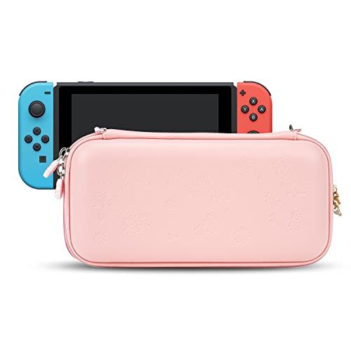 Geekshare Sakura Pink Tragetasche Kompatibel mit Nintendo Switch – Ultradünne tragbare Hartschalen-Reisetasche für Switch-Konsole & Zubehör – 10 Spielkarten