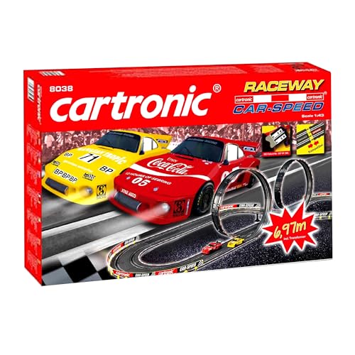 Cartronic Car-Speed Raceway I Spielfertiges Rennbahn Set mit 7,00m Rennstrecke + 2X Porsche 935 Turbo I Autorennbahn für Kinder ab 6 Jahren