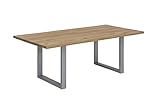 Sit Möbel Tisch, Metall, Platte Natur, Gestell antiksilbern, 140x80 cm