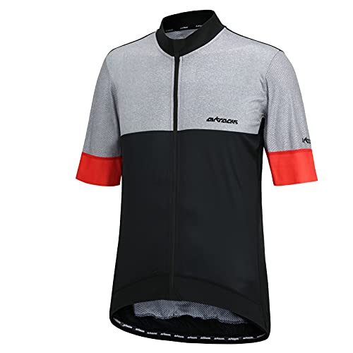 Airtracks Herren Fahrradtrikot Kurzarm Pro Team Line III Radtrikot Jersey Bike Shirt Atmungsaktiv Schnelltrocknend Reflektierend Größen XS S M XL XXL - schwarz-grau - XXL