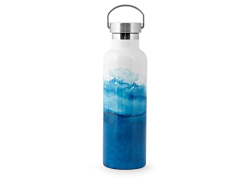 H&H 749919 Isolierflasche aus Edelstahl 18/10, Blau, L 0,75, Stahl