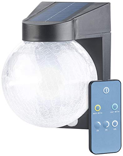 Luminea Wandlampe: Solar-LED-Wandleuchte im Crackle-Glas-Design, PIR-Sensor, 200 Lumen (Wandleuchte aussen)