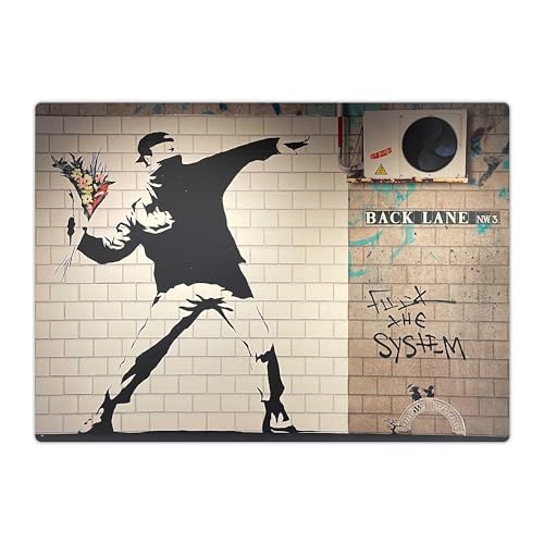 Schreibtischunterlage abwaschbar – 70x50 cm – Banksy – flower thrower subway station – aus premium vinyl – Made in Germany