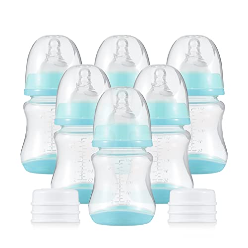 KOCAN Babyflaschen-Set,Babyflaschen mit Silikonnippel und Aufbewahrungsabdeckung Stillflaschen für Babynahrung PP-Milchaufbewahrungsflaschen 180 ml Fassungsvermögen Babyflaschen Baby Essentials, Grün