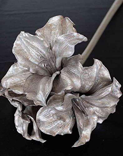 artplants.de Kunst Amaryllis Keisha, Silber, 80cm - Textil Amaryllis