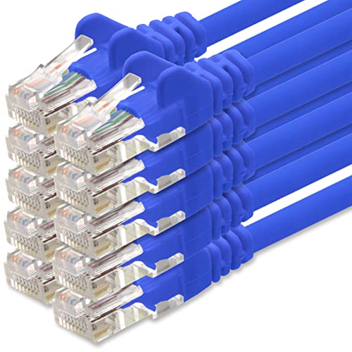 1aTTack.de Cat6 10m blau 10 Stück Netzwerkkabel Patchkabel Cat6 LAN Kabel 1000 Mbits Ethernet LAN blau 10 Stück kompatibel mit CAT5 cat5e CAT7 CAT8