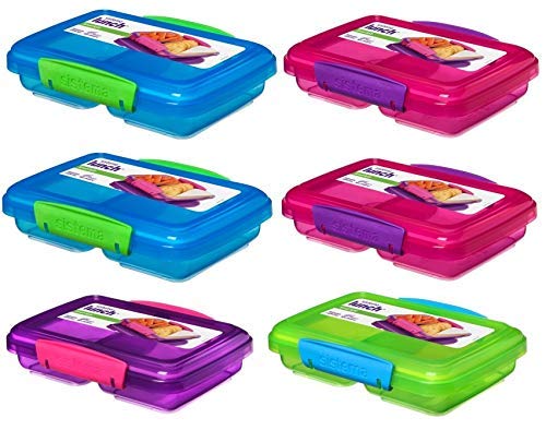 Sistema Lunchbox 6er Set Vorteilspack Familienset small Split 2fach unterteilt 350 ml 2x pink 2x lila 1x grün 1x blau 41518