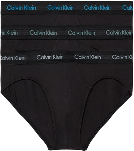 Calvin Klein Herren 3P HIP Brief Slip, Schwarz W. Black Wb Xwb, Large (Herstellergröße: L)