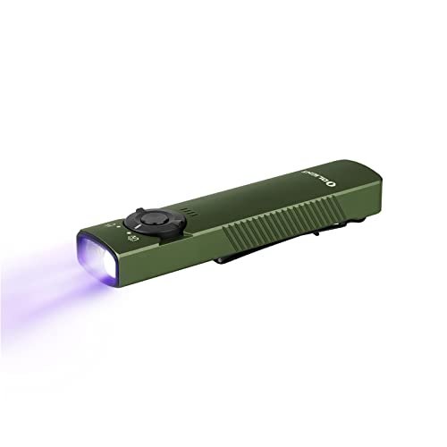 OLIGHT Arkfeld UV EDC Wiederaufladbare Taschenlampe mit dualer Lichtquelle, Weißlicht und UV Licht,1000 Lumen 85 Meter,Geeignet für die tägliche Beleuchtung und Fleckendetektion(Grün Kaltweiß)