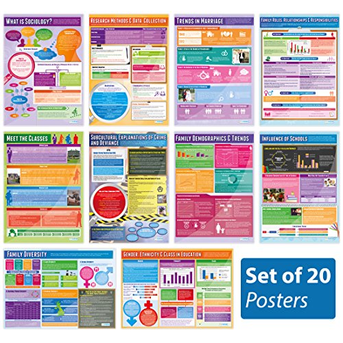 Sociology Poster – Set von 20 | Sociology Poster | Glanzpapier mit den Maßen 850 mm x 594 mm (A1) | Sociology Class Poster | Bildungstabellen von Daydream Education