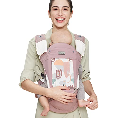 Bebear Babytrage,Bebamour Babytrage mit Hüftsitz mit Kopfbedeckung 3 Saugkissen Extender(Baby Carrier, Foldable Pink)