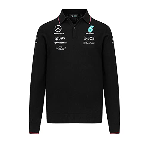 MERCEDES AMG PETRONAS Formula One Team - 2023 Team Langarm-Strickpolo - Schwarz - Männer - Größe: XXL