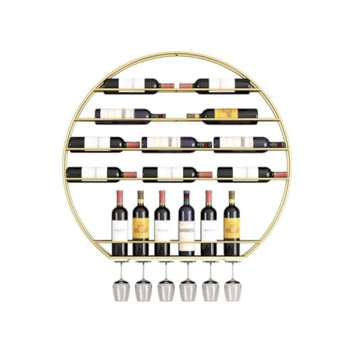 EESHHA Weinregal Wandmontierte Weinregale aus Metall zum Aufhängen von Weingläsern, schwebende Regale für Zuhause, Restaurants, Bars (Farbe: Gold, Größe: 80 x 75 cm)