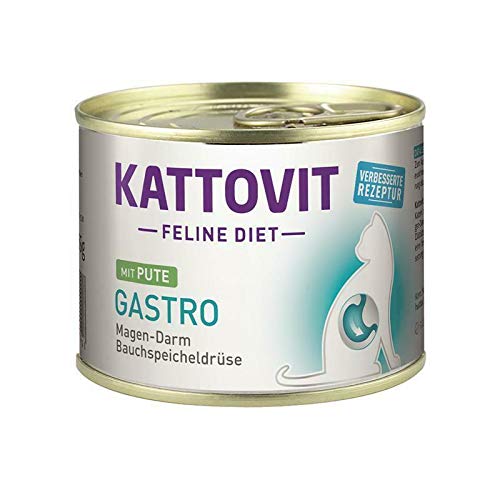 12x Kattovit Feline Diet Gastro Pute | 12 x 185g Katzenfutter(8,99 €/kg)