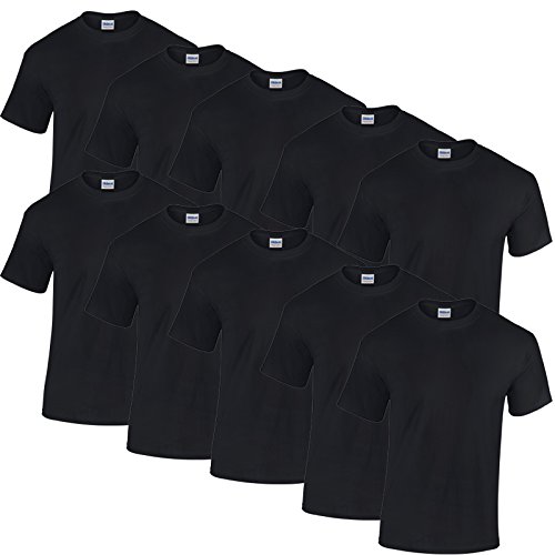 Gildan 10 T Shirts Heavy Cotton M L XL XXL Diverse Farben auswählbar (4XL, Schwarz)