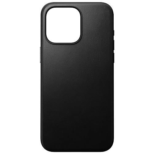 NOMAD Modern Leather Case | für iPhone 15 Pro Max | Schutzhülle aus Polycarbonat und hochwertigem Echtleder | MagSafe-kompatibel | Black