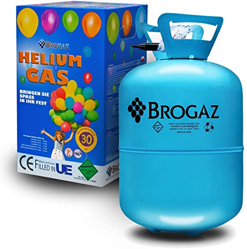 BROGAZ Helium Ballongas - ca. 30 Luftballons Ballons - Heliumflasche Folienballons Gas Party (ca. 30 Ballons)