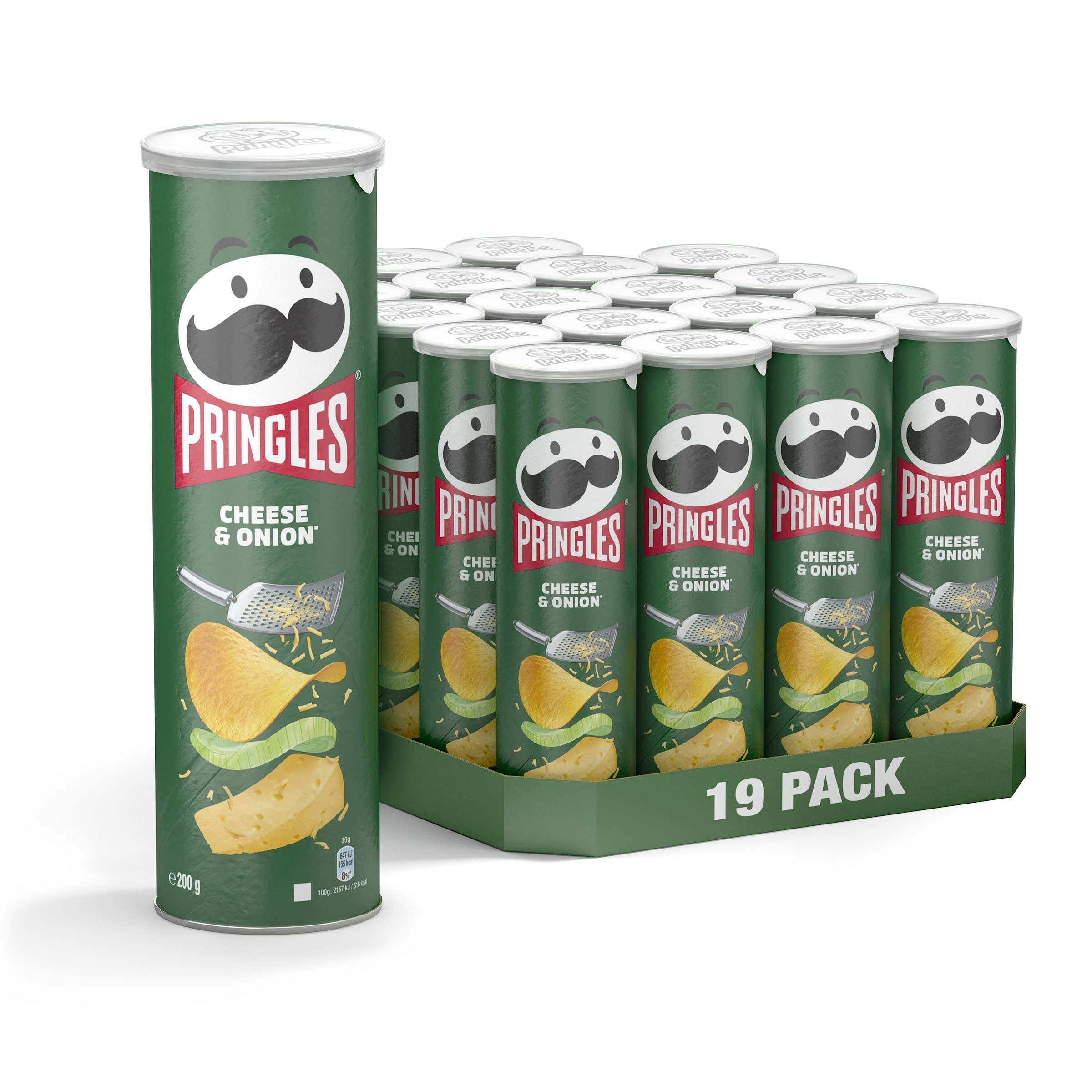 Pringles Cheese & Onion | Chips mit Käse Geschmack | 19er Vorratspackung (19 x 200g)