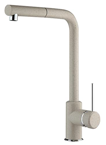 Küchenarmatur AM10023AV – Einhebelmischer mit herausziehbarer Brause – Granit Hafer