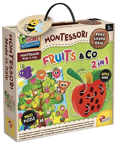 Liscianigiochi 92260 Wood Fruits&CO, Montessori Baby-Frucht-& CO 2-IN-1 Spiel, Einheitsgröße