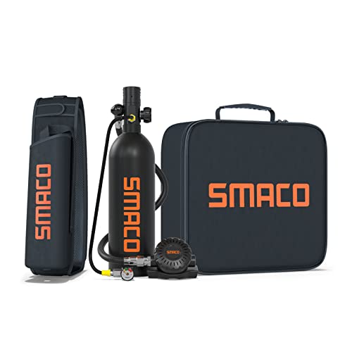 SMACO Mini Tauchflasche Sauerstoffflasche Taucherflasche Mini zum tauchen Mit 15 Bis 20 Minuten Tauchen Sauerstofftank Taucher Set Tauchausrüstung Tragbare 1L S400 PRO(10 Tage Lieferung)