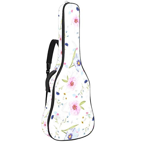 Gitarrentasche mit Reißverschluss, wasserdicht, weich, für Bassgitarre, Akustik- und klassische Folk-Gitarre, süßes Blumenmuster
