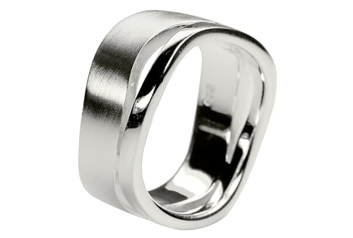 SILBERMOOS Ring Damenring Welle matt glänzend Sterling Silber 925, Größe:56 (17.8)