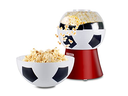 BEPER P101CUD051 Fußball-Popcornmaschine, 270 ML, Popcorn in 3 Minuten, fettfrei, Heißluftzirkulation, Leistung 1200 W Rot
