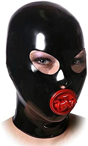 Latex Erotische Latexmaske Zum Einnehmen Mit Nahtloser Gummi-Gummihaube Mit Kondom,Schwarz,X-Large