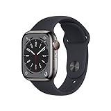 Apple Watch Series 8 (GPS + Cellular, 41mm) Smartwatch - Edelstahlgehäuse Graphit, Sportarmband Mitternacht - Regular. Fitnesstracker, Blutsauerstoffund EKGApps, Always-On Retina Display, Wasserschutz