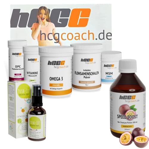 hCGC® Das Original Basispaket mit Push-it Aktivator Spray| Original SpeedBoost Getränkekonzentrat | 30 Tage Nahrungsergänzungen | 21 Tage Stoffwechselkur + 9 Tage geschenkt | (Maracuja)