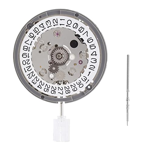 Fuzzbat NH34 NH34A Uhrwerk 3-stelliger Kalender GMT Automatisches Uhrwerk Hochpräzises Uhrwerk Uhrenzubehör, silber, Riemen