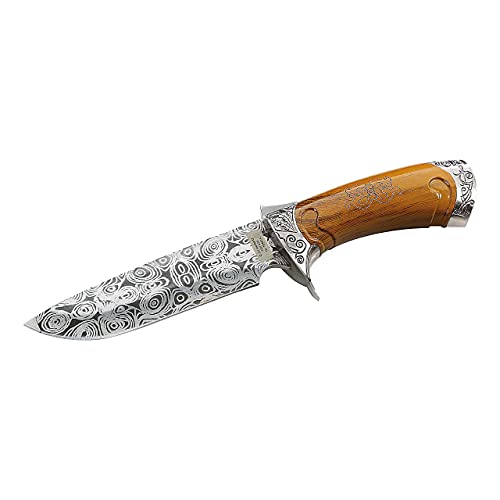 Herbertz Unisex – Erwachsene Messer Gürtelmesser Damastätzung Gesamtlänge: 25.0cm, grau, M