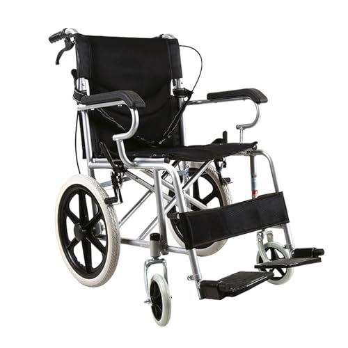 16-Zoll-Klapprollstuhl aus Kohlenstoffstahl, Fahrzeuggewicht 11 kg, leichter Trolley-Rollstuhl für ältere Menschen,Black