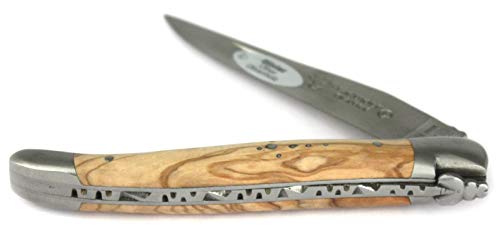 LAGUIOLE en Aubrac Taschenmesser L0212OLIF 12 cm matt, Backen matt, Griffschalen Olivenholz