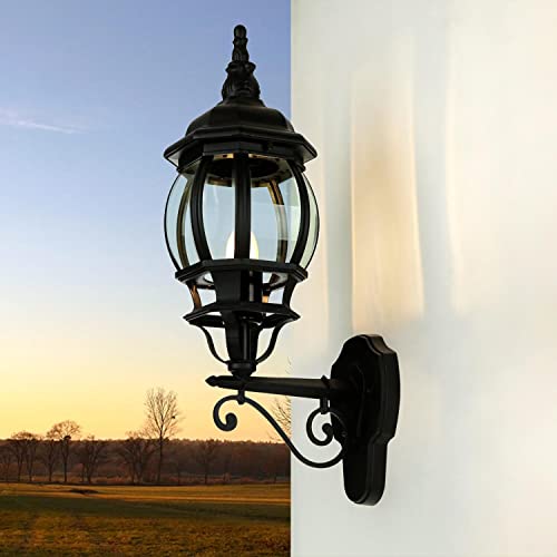 Rustikale WandaußenleuchteBrestin schwarz IP23 E27 bis 60W Wandlampe in Laternenform wetterfest Außenlampe für Hof Garten