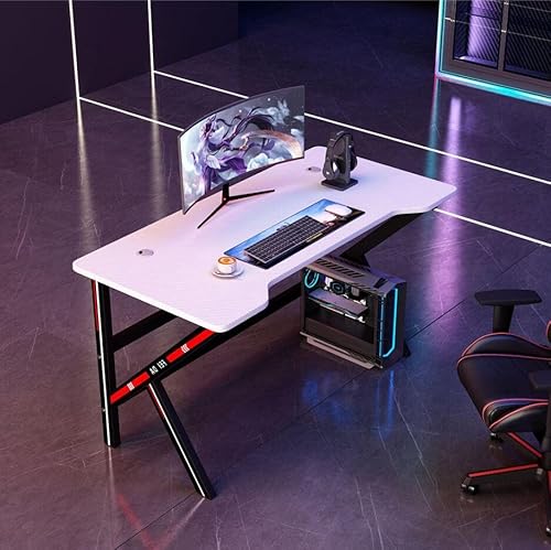 Home Desk Ecktisch Schreibtisch I-förmiger Computertisch, großer ergonomischer Gaming-Computertisch, Kabelmanagement, Spielecomputertisch für das Heimbüro,Weiß-L 100CM Vision