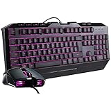 Cooler Master Devastator 3 Combo Tastatur & Gaming Maus - Membran-Tastatur mit 7 Farben LED-Beleuchtung, Dedizierte Multimedia-Tasten und Handgelenkauflage, Gaming M110 Maus - QWERTZ Deutsch