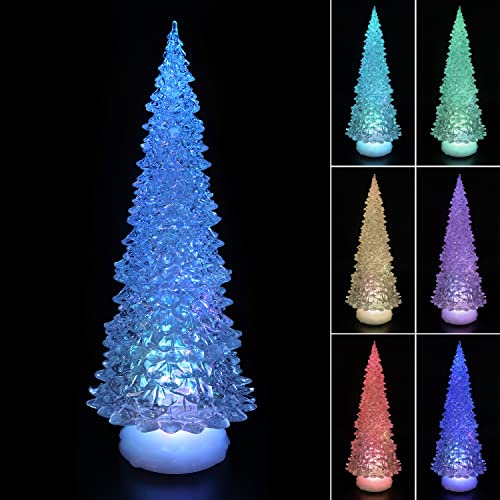 Tronje LED Christbaum 37cm Weihnachtsbaum mit Timer USB Tannenbaum beleuchteter Acrylbaum Wechselfarben