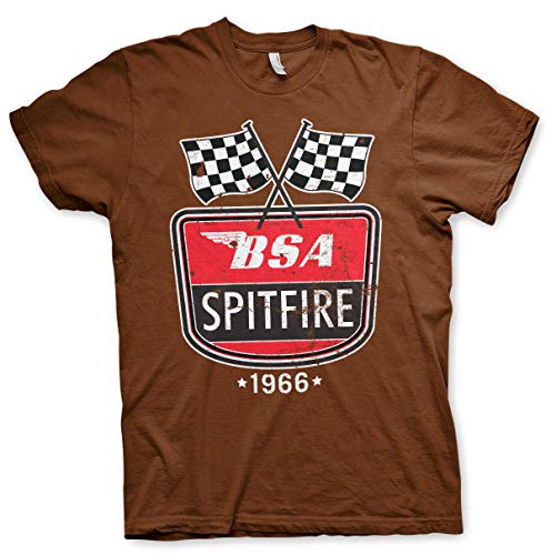 BSA Offizielles Lizenzprodukt Spitfire 1966 Herren T-Shirt (Braun), X-Large