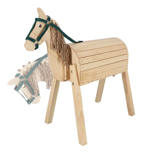 Rivanto® Holz-Gartenpferd 100 x 50,5 x 101,5 cm Spielzeug Holzpferd zum Reiten mit Zaumzeug ohne Sattel