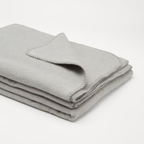 Yogabox Flauschige Kuscheldecke 150x200 cm, Wolldecke einfarbig, Pflegeleichte Baumwolle, kuschelig weich und angenehm warm, grau Melange, 150 x 200 cm